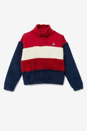 FILA Mahika Sweatshirts Red / Navy,Womens Clothing | CA.ZBULYM162